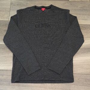 Guess Black Crewneck Sweater with Embossed Design